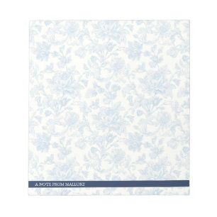 Bloc-note Toile Vintage Bleu De Jouy Floral
