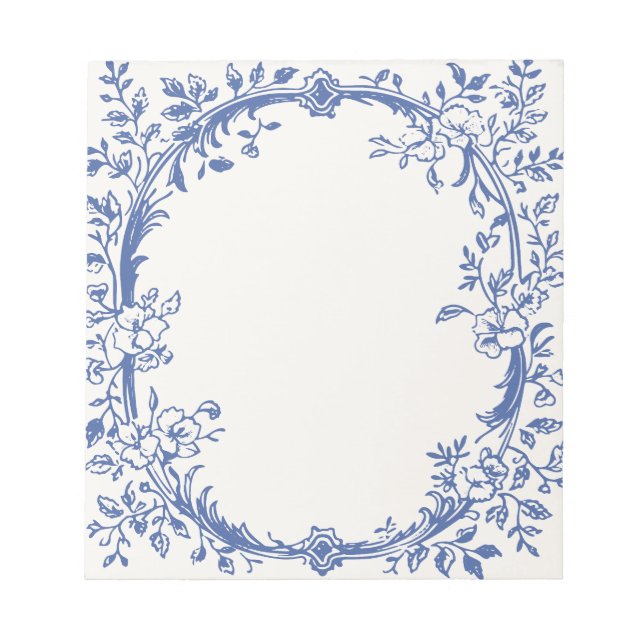 Bloc-note Toile Vintage Bleue De Jouy encadrée (Devant)