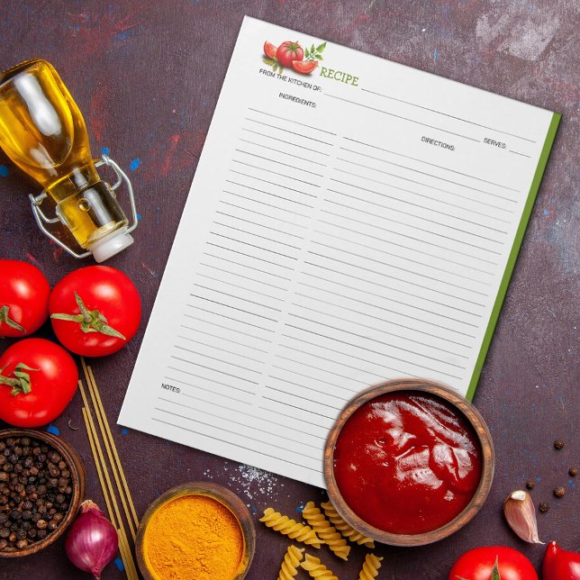 Bloc-note Tomatoes Culinary Recipe Notepad (Créateur téléchargé)