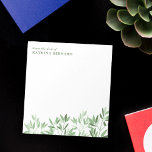 Bloc-note Tons doux de verdure du bureau de<br><div class="desc">Bloc-notes apaisant avec verdure dans les tons doux de vert pour un thérapeute, psychologue, ou similaire. En haut, à partir du bureau de et votre nom en lettres vertes élégantes. En bas, une rangée de verdure asymétrique dans les tons verts doux pour un look apaisant. Bloc-notes vert personnalisé avec votre...</div>