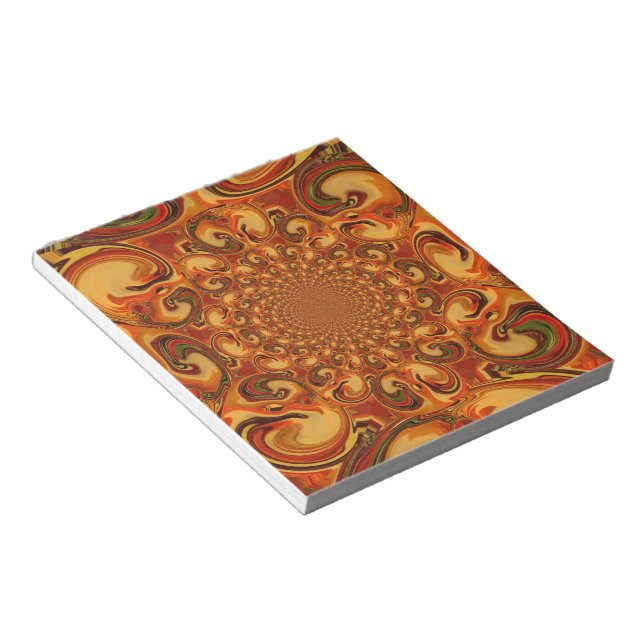 Bloc-note Tons tourbillonnants abstraits orange, marron et v (Incliné)