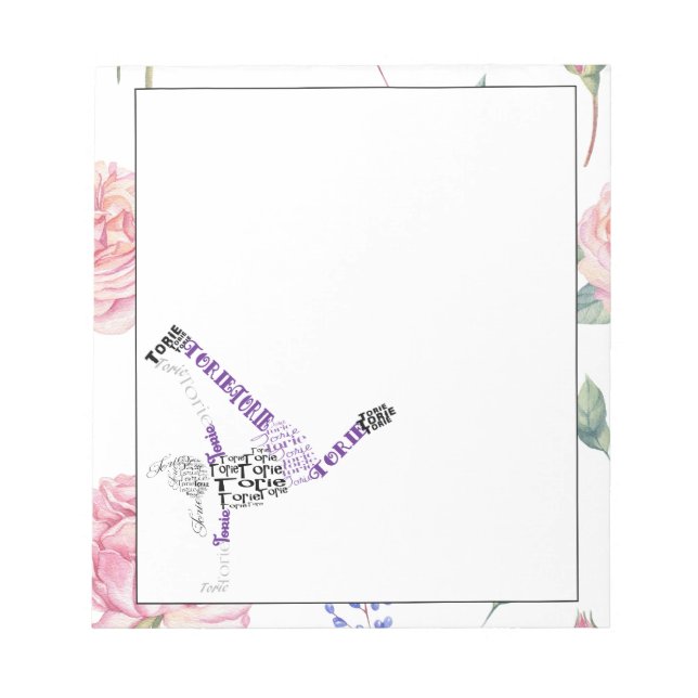 Bloc-note Torie Hip hop personnalisée | Bordure Rose aquarel (Devant)