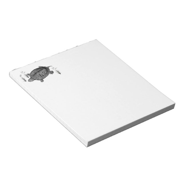 Bloc-note Tortue aquatique noir et blanc (Incliné)