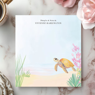 Bloc-note Tortue de mer océanique tranquille aquarelle perso