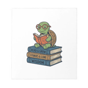 Bloc-note Tortue mignonne lisant sur des livres Vintage Vect