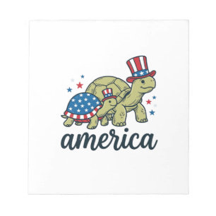 Bloc-note Tortue Patriotique Amérique Gravure Vintage Design