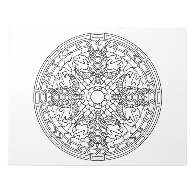 Bloc-note Tortues Mandala Coloriage Livre Pad (Devant)