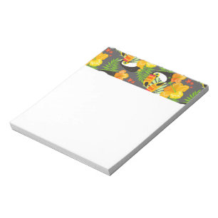 Bloc-note Toucan Oiseau Orange Fleurs Tropicales Feuilles Ve