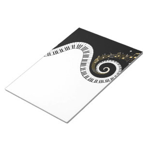 Bloc-note Touches de piano et notes de musique d'or