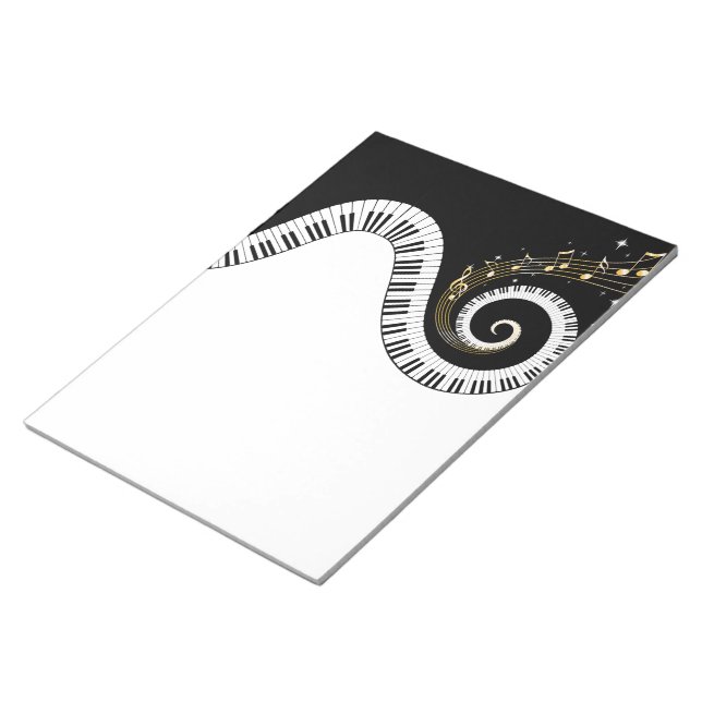 Bloc-note Touches de piano et notes de musique d'or (Incliné)