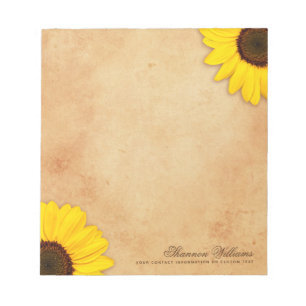 Bloc-note Tournesol ancien papier vieilli Parchemin vintage