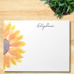 Bloc-note Tournesol aquarelle personnalisé<br><div class="desc">Ce bloc-notes fleuri et personnalisé est décoré d'un tournesol jaune aquarelle. Facile à personnaliser. Utilisez l'outil de conception pour modifier la taille,  le style ou la couleur du texte. En créant notre oeuvre,  vous ne trouverez pas cette image exacte d'autres créateurs. Aquarelle originale © Michele Davies.</div>
