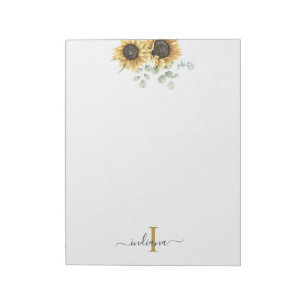 Bloc-note Tournesol Eucalyptus Floral Monogramme élégant