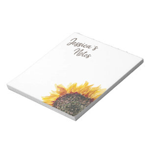 Bloc-note Tournesol jaune marron sur fond blanc