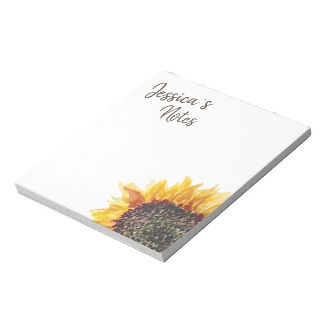 Bloc-note Tournesol jaune marron sur fond blanc (Tourné)