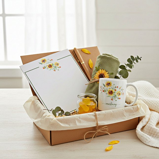 Bloc-note Tournesols aquarelle personnalisés    (Créateur téléchargé)
