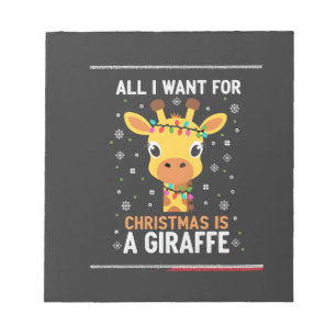 Bloc-note Tout ce que je veux pour Noël est une girafe anima