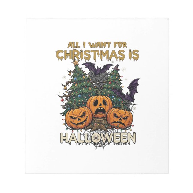 Bloc-note Tout ce que Noël veut, c'est Halloween Citrouilles (Devant)