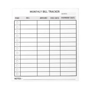 Bloc-note Tracker de facturation mensuelle personnalisée ten