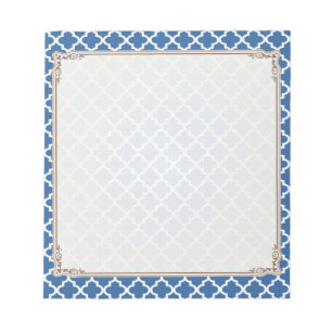 Bloc-note Treillis marocain de tuile de bleu de cobalt