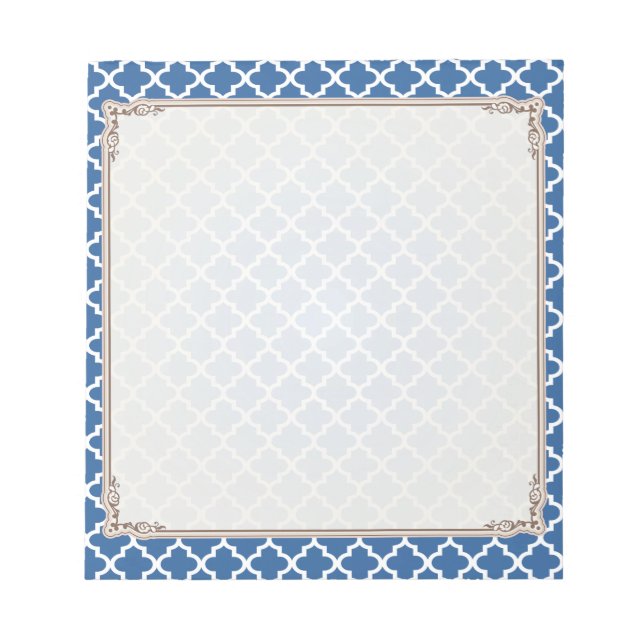 Bloc-note Treillis marocain de tuile de bleu de cobalt (Devant)