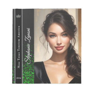 Bloc-note Tremplin de Paillettes Émeraude pour Autographes