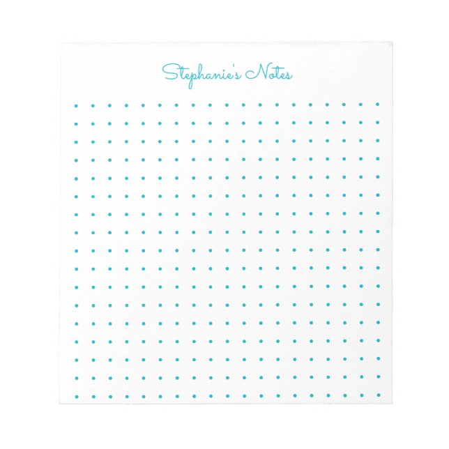 Bloc-note Trendy Aqua Grille de Points Personnalisée (Devant)