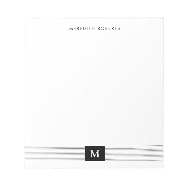 Bloc-note Trendy Modern Minimalist Black and White Monogram (Devant)