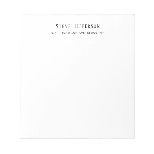 Bloc-note Trendy Style Elegant Minimalist Plain Black White (Devant)