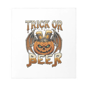 Bloc-note Trick Or Beer Halloween Citrouille Squelette Ailes