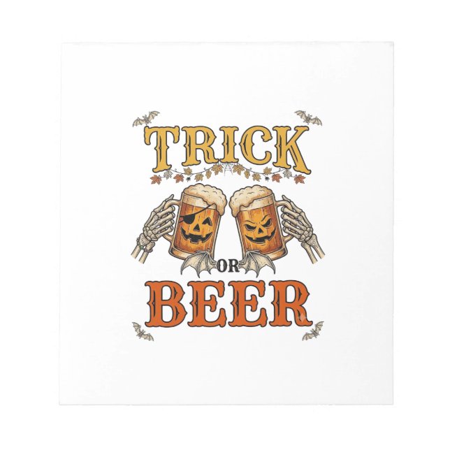 Bloc-note Trick Or Beer Mug Halloween Citrouille Squelette M (Devant)