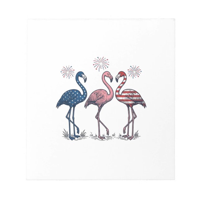 Bloc-note Trio de flamants patriotiques dessin de gravure vi (Devant)