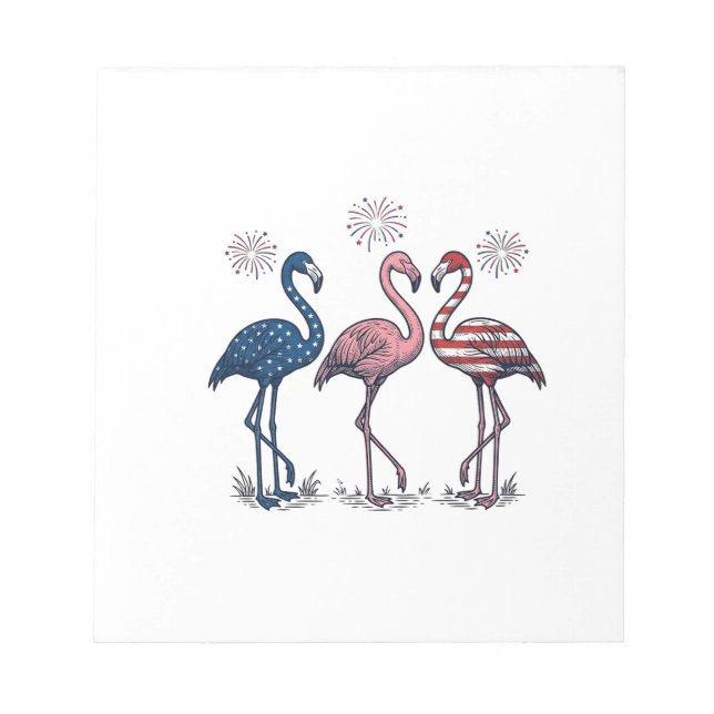 Bloc-note Trio de flamants patriotiques dessin de gravure vi (Devant)