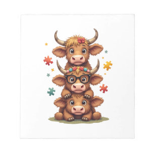 Bloc-note Trio de vaches Highland autisme vintage regardant