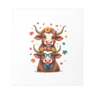 Bloc-note Trio de vaches Highland vintage autisme regardant
