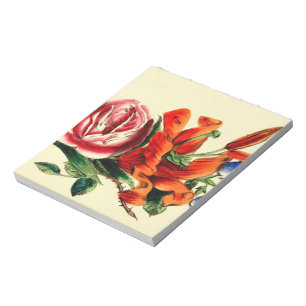 Bloc-note Trio rouge vintage démodé de bouquet floral de l