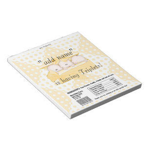 Bloc-note Triplets Baby shower Candy Bar Wrapper Party Favor