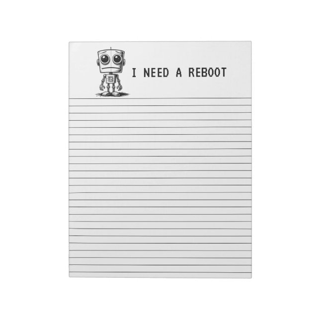 Bloc-note Triste Robot - J'Ai Besoin D'Un Redémarrage (Tourné)