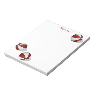 Bloc-note trois balles de basket blanc rouge nom personnalis