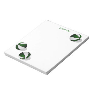 Bloc-note trois balles de basket blanc vert nom personnalisé