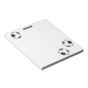 Bloc-note trois balles de football gris noir personnalisées