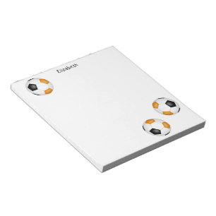 Bloc-note trois balles de football orange noir personnalisée