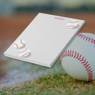 Bloc-note trois baseballs garçons filles sports personnalisé