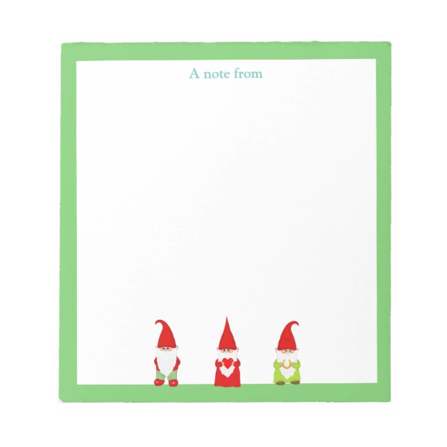 Bloc-note Trois Gnomes avec cadre vert simple (Devant)