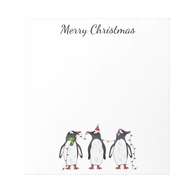 Bloc-note Trois Pingouins Festifs De Noël Avec Texte Personn (Devant)
