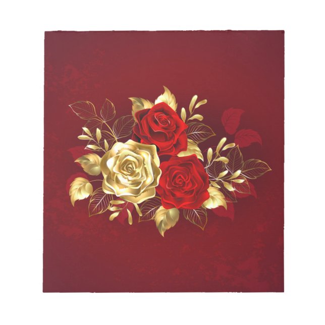 Bloc-note Trois roses en bijoux (Devant)