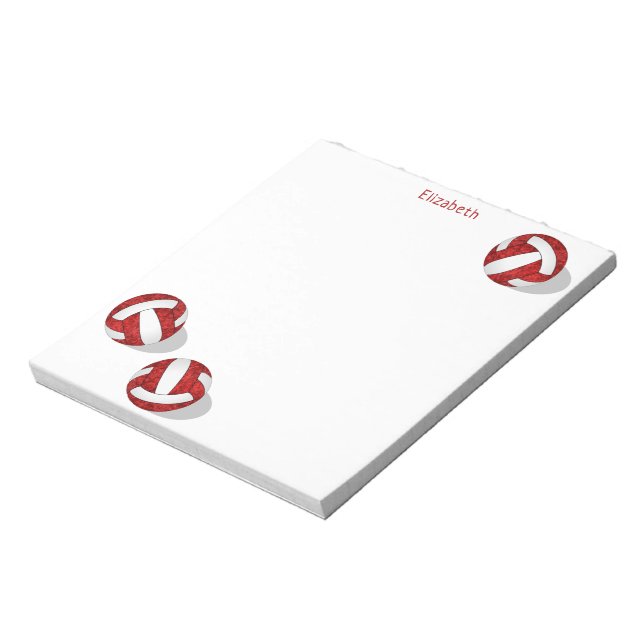 Bloc-note trois volleyballs blancs rouges personnalisés (Tourné)
