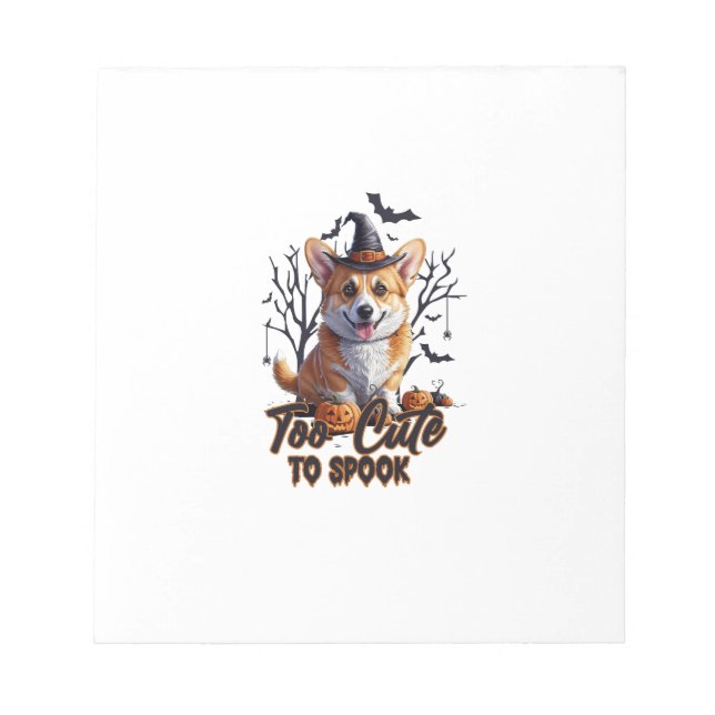 Bloc-note Trop mignon pour effrayer drôle d'Halloween chien  (Devant)