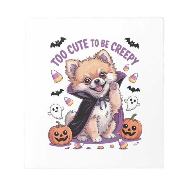 Bloc-note Trop mignon pour effrayer drôle d'Halloween chien  (Devant)