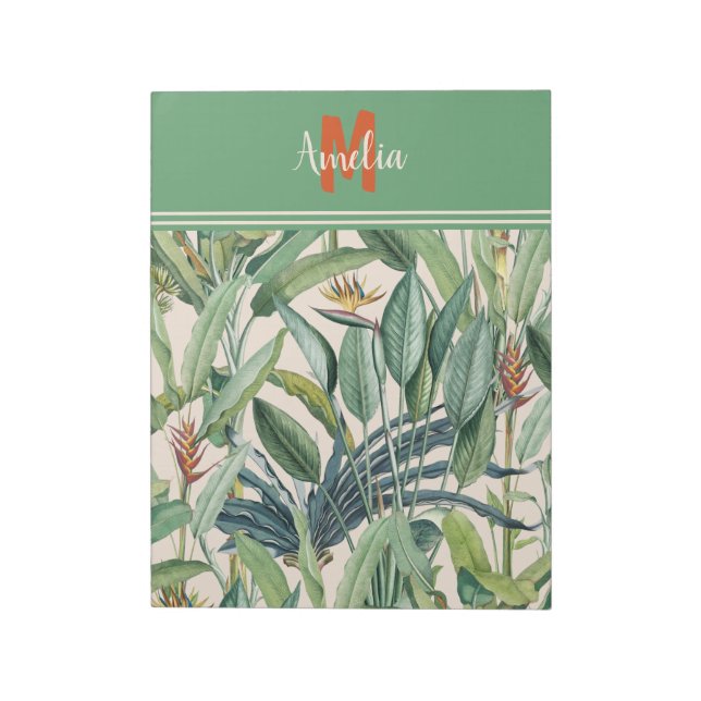 Bloc-note Tropical Jungle Banana Tree Strelitzia Monogramme (Tourné)